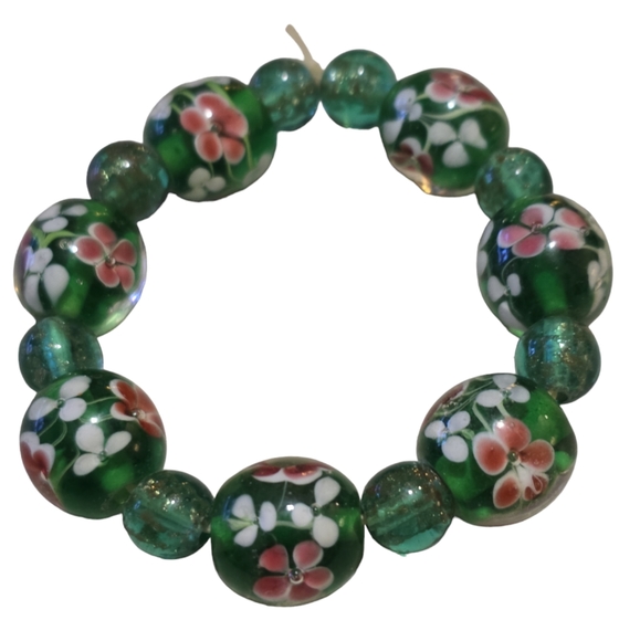 6" Handmade Glass Bead Stretchy Bracelet L7 - Picture 1 of 3
